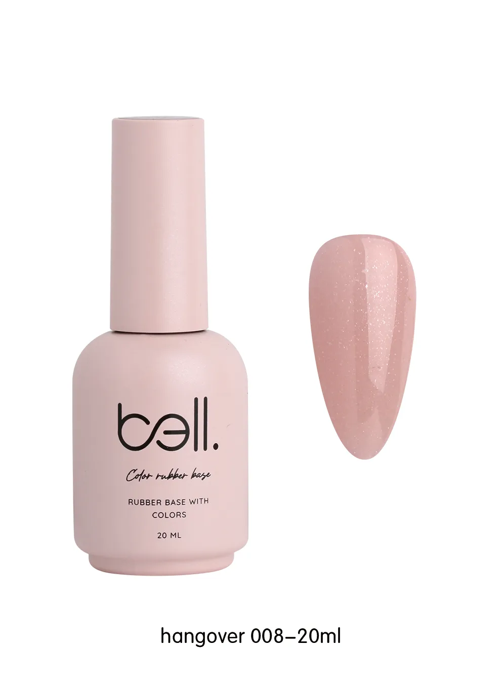 ראבר בייס צבעוני מנצנץ בבקבוק בל Bell מספר 008 (Hangover - ניוד חלבי חם מנצנץ) - 20 מ"ל למבנה אנטומי מושלם