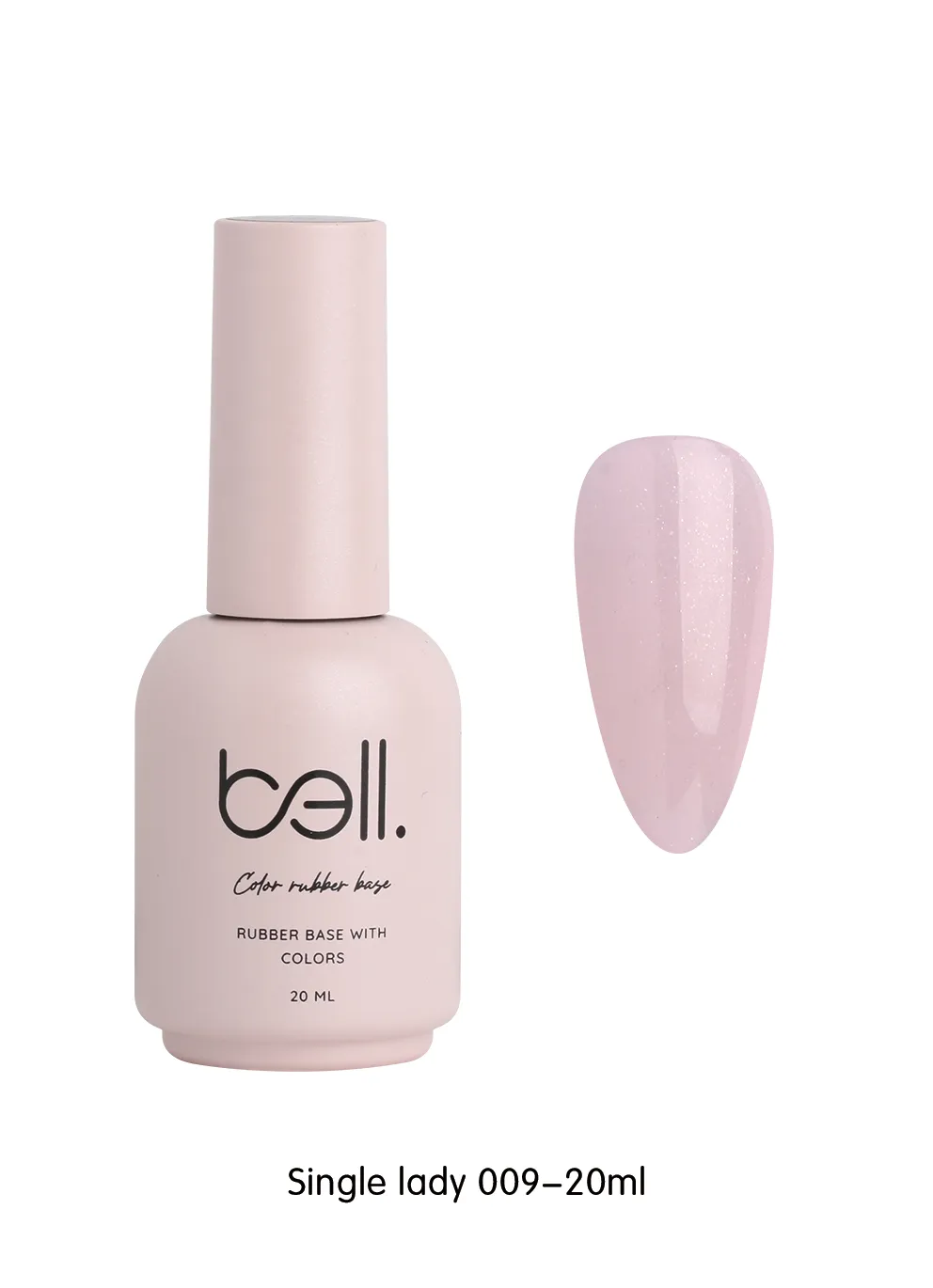 ראבר בייס צבעוני מנצנץ בבקבוק בל Bell מספר 009 (Single Lady - ורוד בייבי חלבי מנצנץ) - 20 מ"ל למבנה אנטומי מושלם