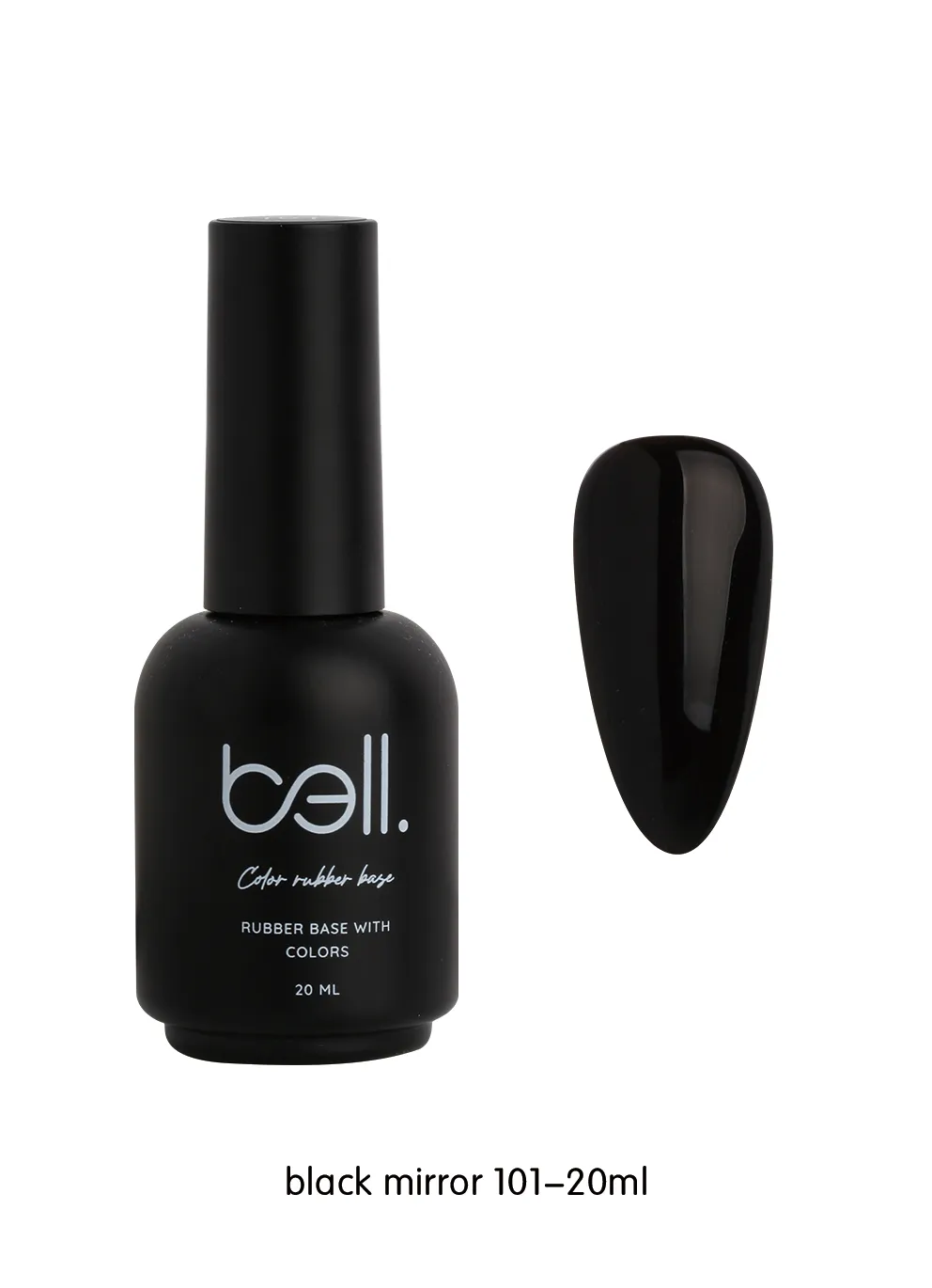 ראבר בייס צבעוני בבקבוק בל Bell מספר 101 (Black Mirror - שחור מראה עמוק בכיסוי מלא) - 20 מ"ל למבנה אנטומי מושלם