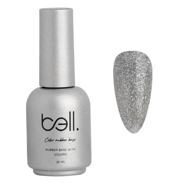 ראבר בייס צבעוני מנצנץ בבקבוק בל Bell מספר 103 (50 Shades of Grey - כסוף פלטינום מנצנץ) - 20 מ"ל למבנה אנטומי מושלם