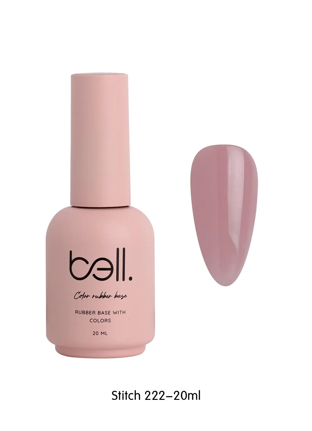ראבר בייס צבעוני בבקבוק בל Bell מספר 222 (Stitch - ורוד מוב מעושן עמוק בכיסוי מלא) - 20 מ"ל למבנה אנטומי מושלם