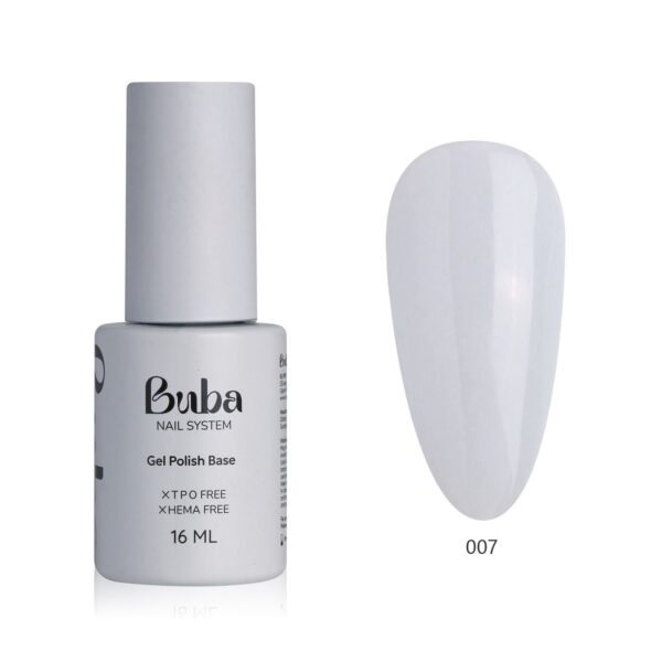 בייס פייבר סיבים בובה Buba לחיזוק ציפורניים (HEMA Free) – גוון 007 לבן חלבי (16 מ"ל)