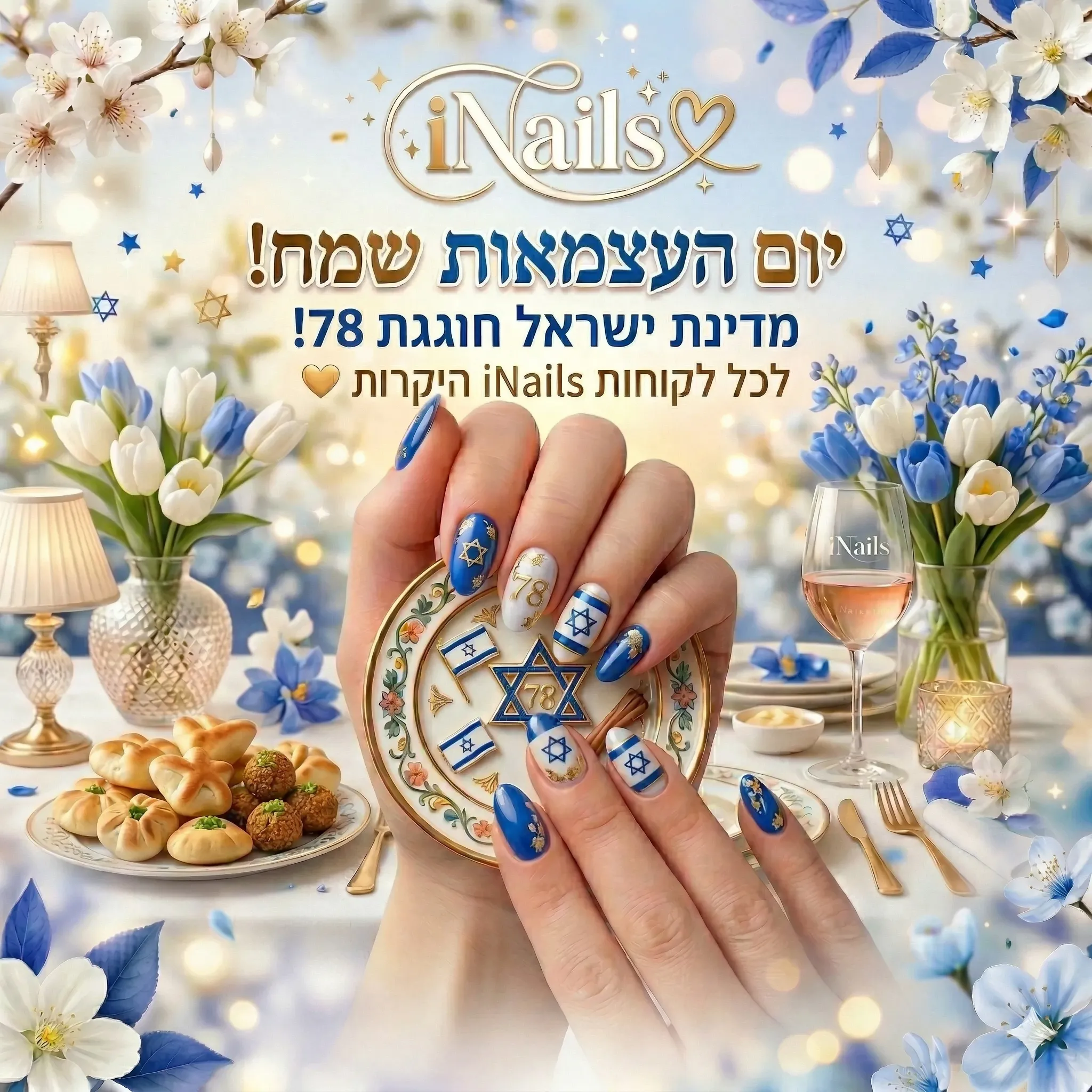 עיצוב ציפורניים ליום העצמאות ה-78
