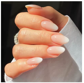 מארז 24 ציפורניים לידיים להדבקה ג'ל (Soft Gel) טיפסים כיסוי מלא בעיצוב צורת שקד עיצוב אומברה בייבי בומר
