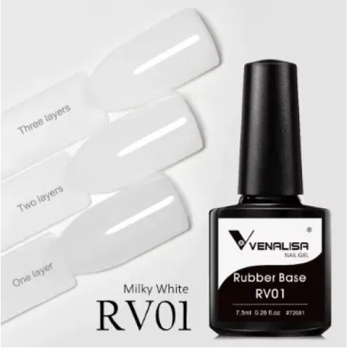 ראבר בייס ונליסה לבן חלבי Venalisa RV01 Milky White | 7.5 מ"ל