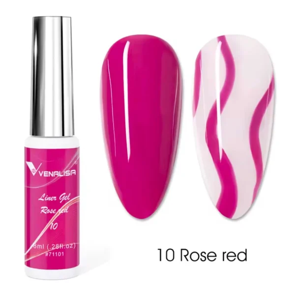 לק ג'ל ליינר ונליסה Venalisa ורוד פוקסיה (Rose Red) לציור גוון מספר 10 | 8 מ"ל