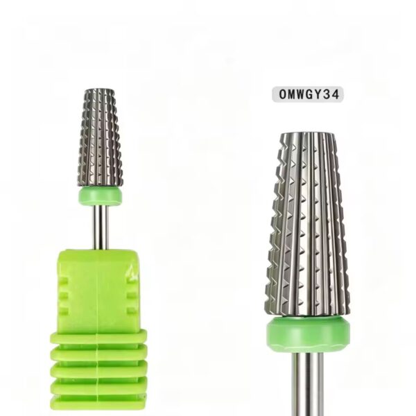ראש שיוף קרבייד קונוס קטום (פס ירוק Coarse) דגם OMWGY34 – להסרת אקריל, פוליג'ל ודיקוק קירות צד