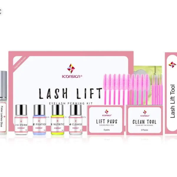 ערכה מקצועית להרמת ריסים iCONSIGN Lash Lift Perm Kit – כולל 4 תמיסות טיפול, שבלונות סיליקון ואביזרים