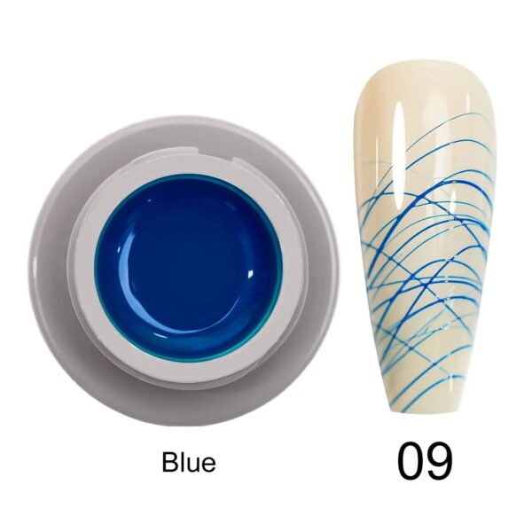 ג'ל עכביש כחול 09 מקצועי לנייל ארט Venalisa Spider Gel 8ml – ג'ל אלסטי סמיך בפיגמנט כחול עמוק לקווים ישרים, רשתות גיאומטריות ופרנץ